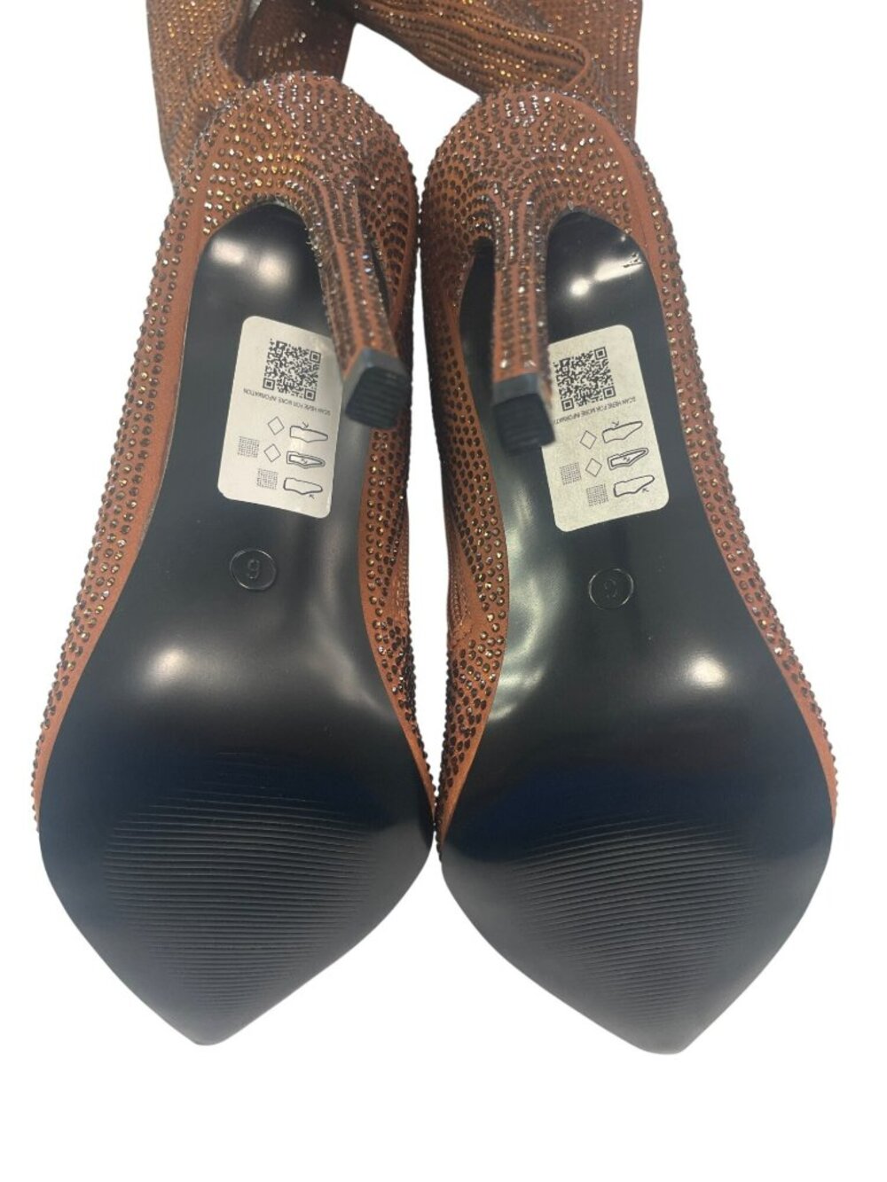 ASOS Over The Knee Copper Rhinestone Embellished Stiletto Boots Size 8 US NWB - Picture 5 of 8